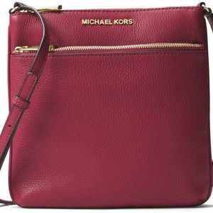 Michael Kors Maroon Riley Flat Crossbody